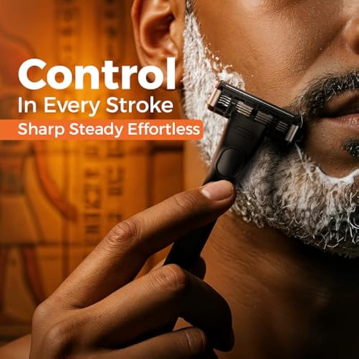 Lord Horus 5 Blade Men’s Razor – Handle + 2 Cartridges with Trimmer & Lubricating Strip - Image 5